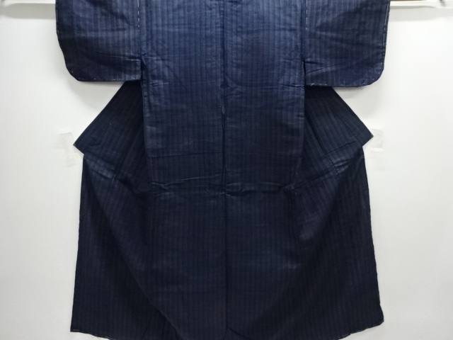 JAPANESE KIMONO / ANTIQUE KIMONO / TSUMUGI / SILK / WOVEN STRIPE